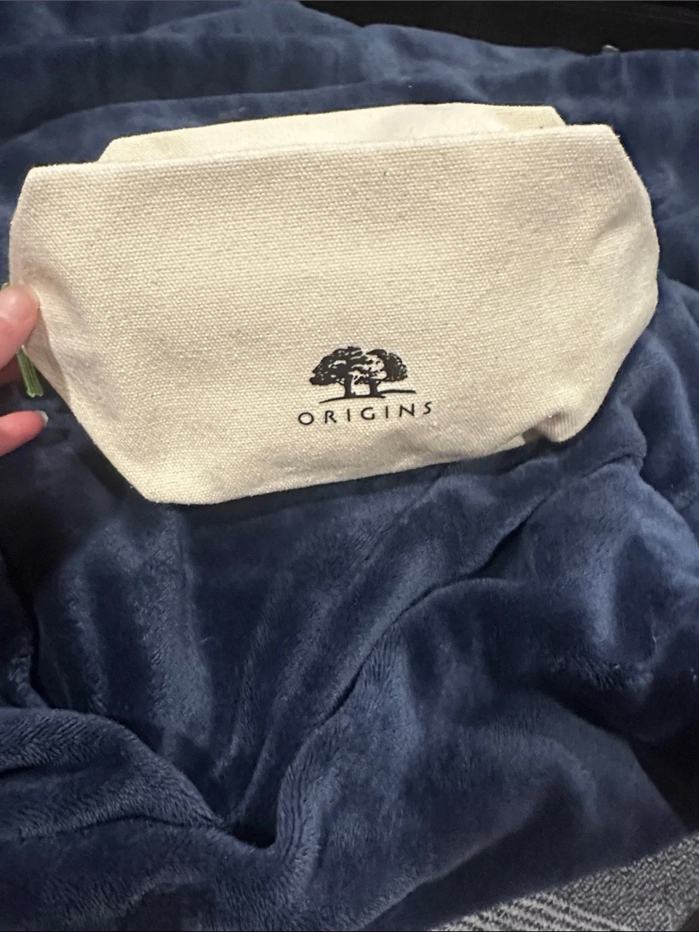 Origins Natural Canvas Cosmetic Pouch with Black Logo